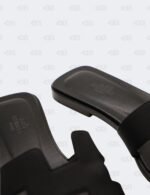 Hermes Oran Black Epsom Slide Flats Size 39 1/2