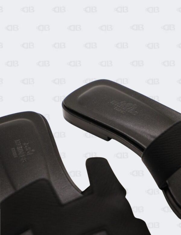 Hermes Oran Black Epsom Slide Flats Size 39 1/2
