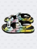 New Chanel CC Laminated Printed Multicolour Metallic Dad Sandals Size 42C