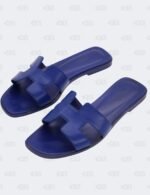 Hermes Oran Bleu Saphir Slide Flats Size 39 1/2