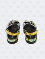 New Chanel CC Laminated Printed Multicolour Metallic Dad Sandals Size 42C