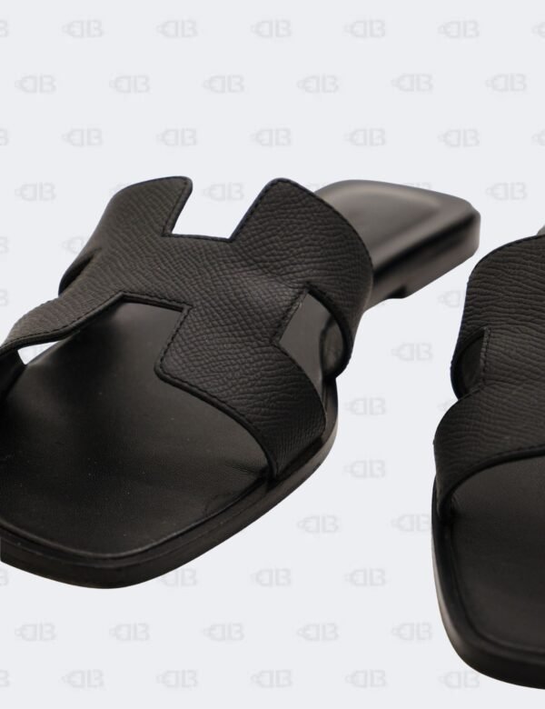 Hermes Oran Black Epsom Slide Flats Size 39 1/2