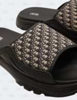 New Christian Dior M-Black H-Town Oblique Canvas adn Rubber Slide Sandals Size 45