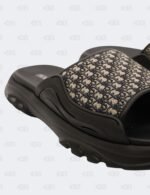 New Christian Dior M-Black H-Town Oblique Canvas adn Rubber Slide Sandals Size 45