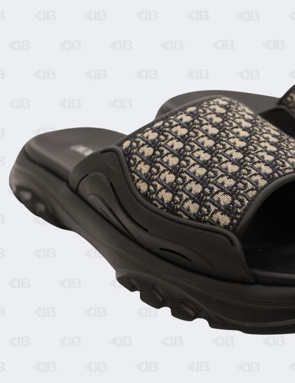 New Christian Dior M-Black H-Town Oblique Canvas adn Rubber Slide Sandals Size 45