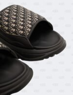 New Christian Dior M-Black H-Town Oblique Canvas adn Rubber Slide Sandals Size 45