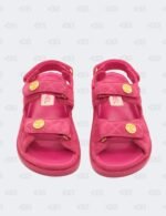 Chanel Fuchsia Quilted Suede Dad Sandals Size 37 1/2C