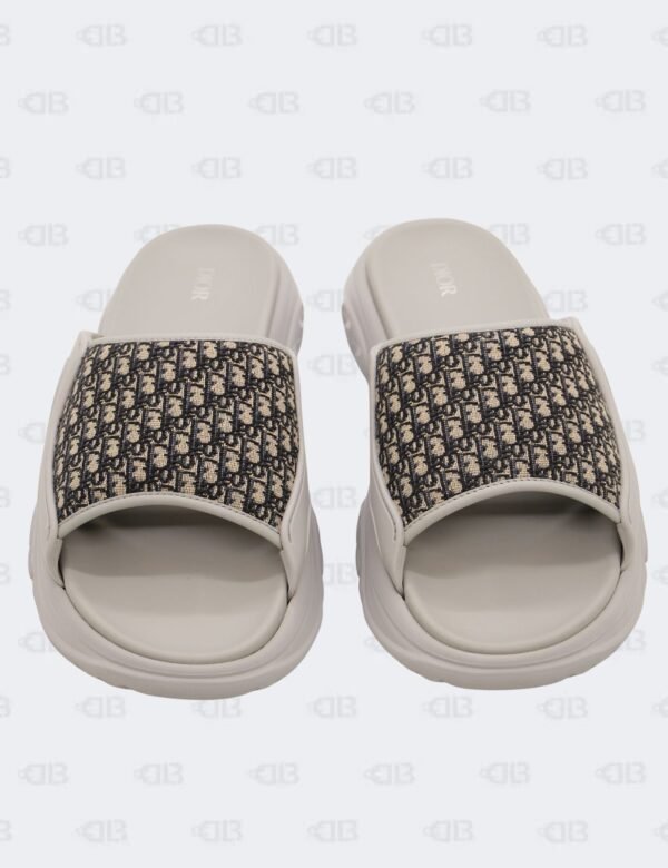 New Christian Dior M-Grey H-Town Oblique Canvas adn Rubber Slide Sandals Size 45