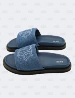 New Christian Dior M-Blue Aqua Denim Slide Sandals Size 44
