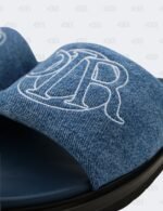 New Christian Dior M-Blue Aqua Denim Slide Sandals Size 44