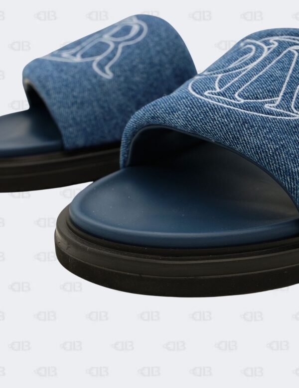 New Christian Dior M-Blue Aqua Denim Slide Sandals Size 44