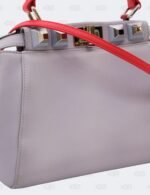 Fendi Peekaboo Studded 2way Handbag In Grey/Red Leather