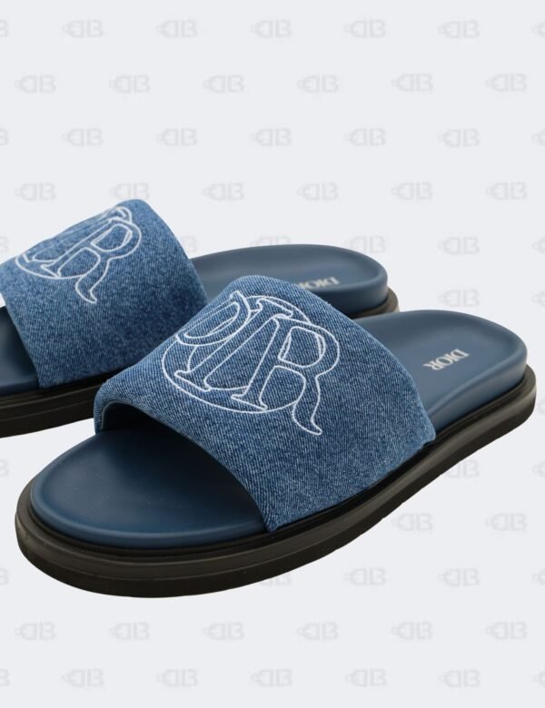 New Christian Dior M-Blue Aqua Denim Slide Sandals Size 44
