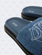 New Christian Dior M-Blue Aqua Denim Slide Sandals Size 44