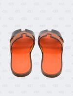 New Hermes Izmir Blue/Orange Leather Braided Flat Sandals Size 43 1/2