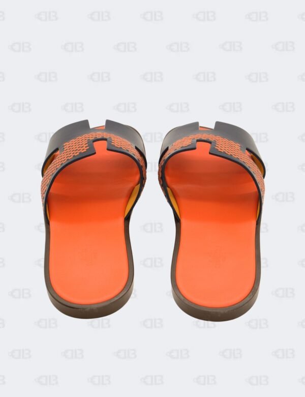 New Hermes Izmir Blue/Orange Leather Braided Flat Sandals Size 43 1/2