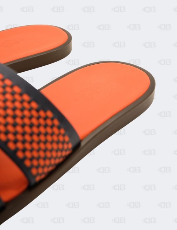 New Hermes Izmir Blue/Orange Leather Braided Flat Sandals Size 43 1/2