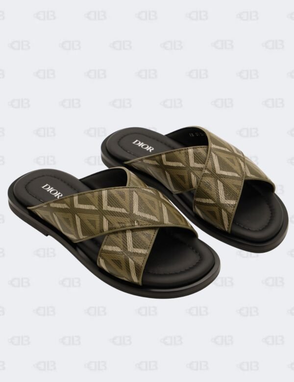 New Christian Dior M-Vert Alias Criss-Cross CD Diamond Jacquard Sandals Size 39