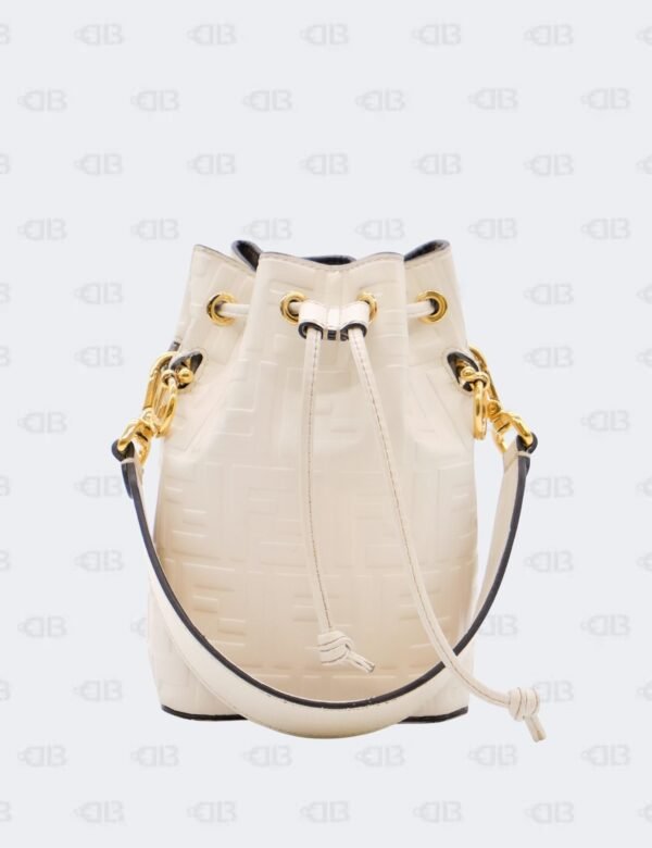 Fendi Mon Tresor Mini White Zucca Bucket Bag