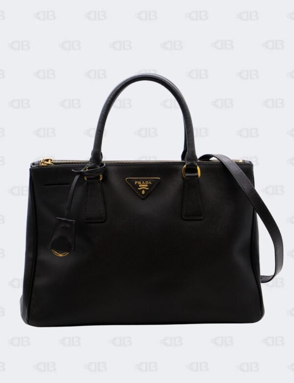 Prada Black Saffiano Lux Leather Large Galleria Double Zip Tote Bag