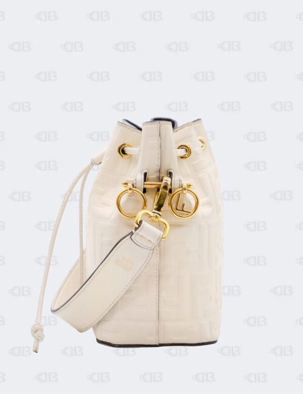 Fendi Mon Tresor Mini White Zucca Bucket Bag