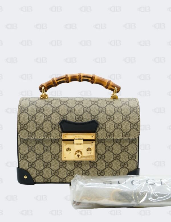 Gucci GG Supreme Padlock Bamboo Shoulder Bag