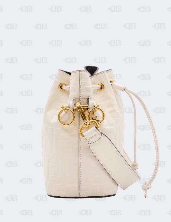 Fendi Mon Tresor Mini White Zucca Bucket Bag