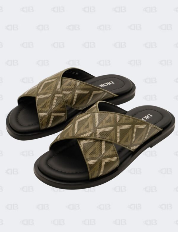 New Christian Dior M-Vert Alias Criss-Cross CD Diamond Jacquard Sandals Size 39