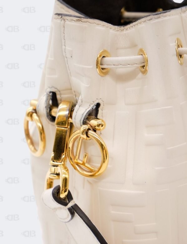 Fendi Mon Tresor Mini White Zucca Bucket Bag