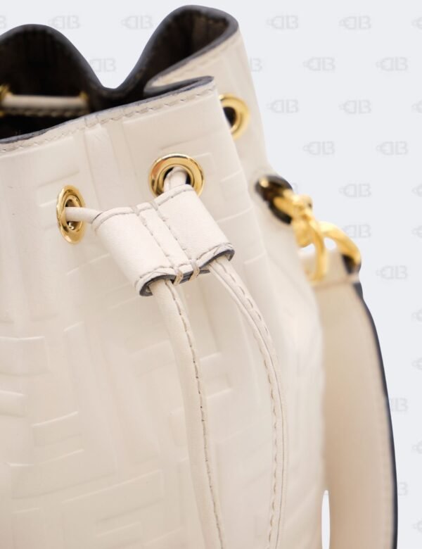 Fendi Mon Tresor Mini White Zucca Bucket Bag