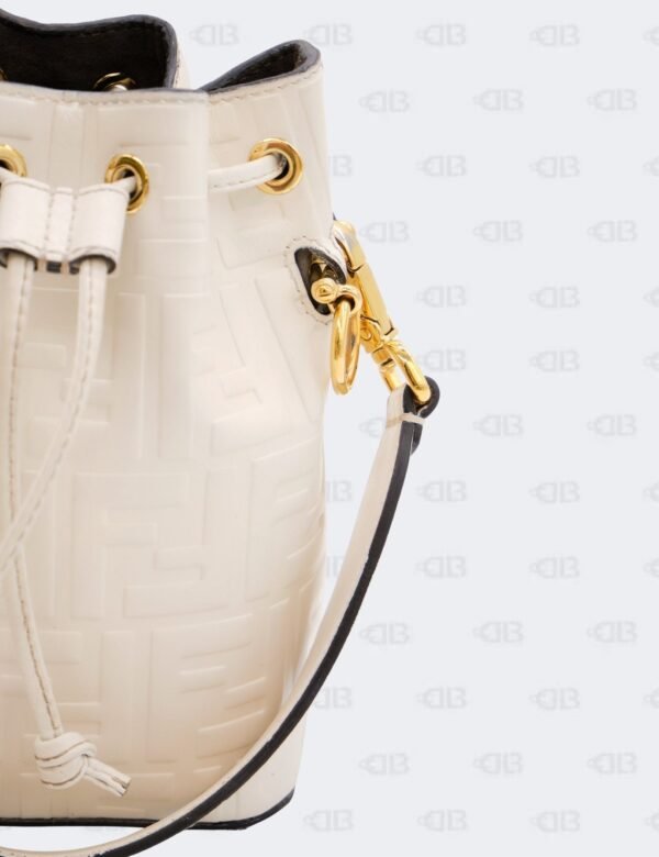 Fendi Mon Tresor Mini White Zucca Bucket Bag