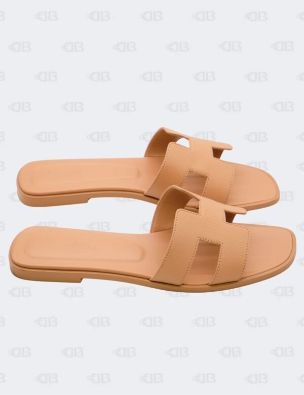 Hermes Oran Nude Epsom Slide Flats Size 39 1/2