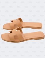 Hermes Oran Nude Epsom Slide Flats Size 39 1/2