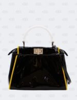 Fendi Patent Mini Plexi Handle Peekaboo Iconic Satchel Black