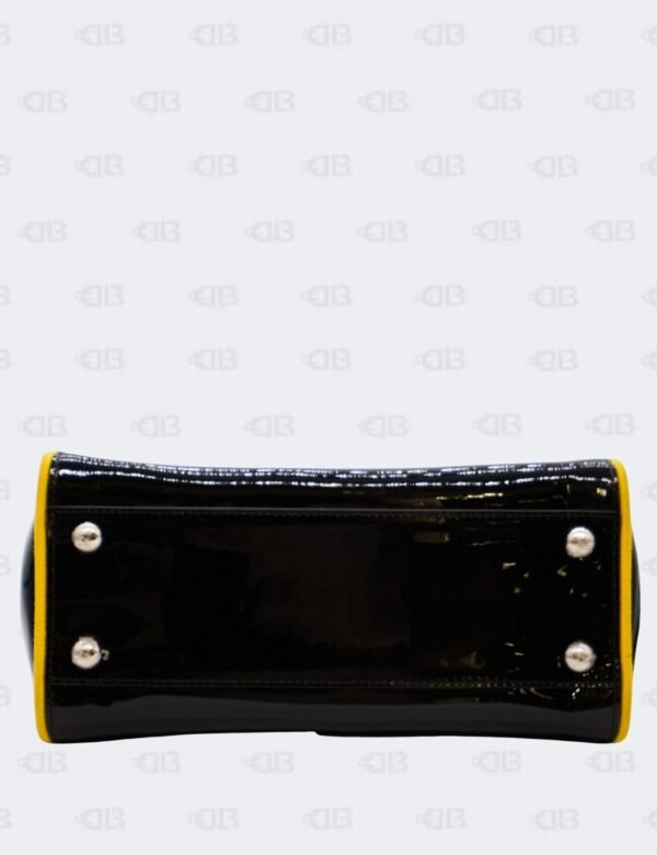 Fendi Patent Mini Plexi Handle Peekaboo Iconic Satchel Black