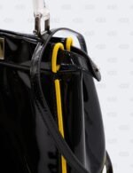 Fendi Patent Mini Plexi Handle Peekaboo Iconic Satchel Black