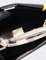 Fendi Patent Mini Plexi Handle Peekaboo Iconic Satchel Black