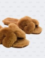 Hermes Oran Naturel Shearling Flat Sandals Size 36 1/2