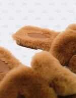 Hermes Oran Naturel Shearling Flat Sandals Size 36 1/2