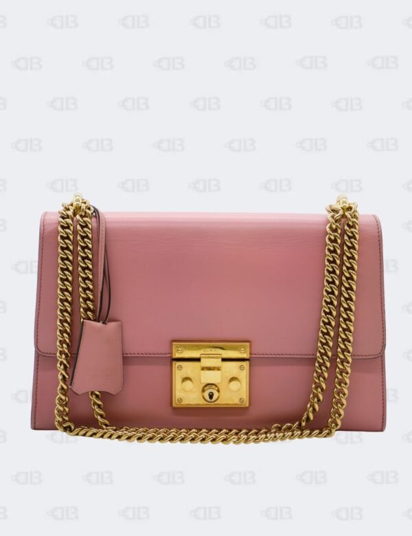 Gucci Pink Guccissima Signature Medium Padlock Shoulder Bag