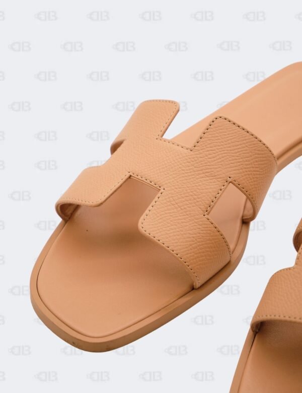 Hermes Oran Nude Epsom Slide Flats Size 39 1/2