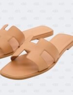 Hermes Oran Nude Epsom Slide Flats Size 39 1/2