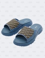 New Christian Dior M-Blue H-Town Oblique Canvas adn Rubber Slide Sandals Size 42