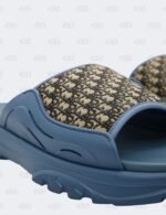 New Christian Dior M-Blue H-Town Oblique Canvas adn Rubber Slide Sandals Size 42