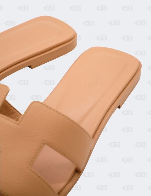Hermes Oran Nude Epsom Slide Flats Size 39 1/2