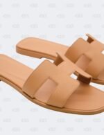 Hermes Oran Nude Epsom Slide Flats Size 39 1/2
