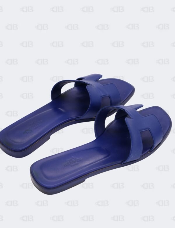 Hermes Oran Bleu Saphir Slide Flats Size 39 1/2