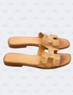 Hermes Oran Alligator Slide Flats Size 37