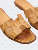 Hermes Oran Alligator Slide Flats Size 37