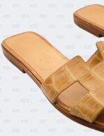 Hermes Oran Alligator Slide Flats Size 37
